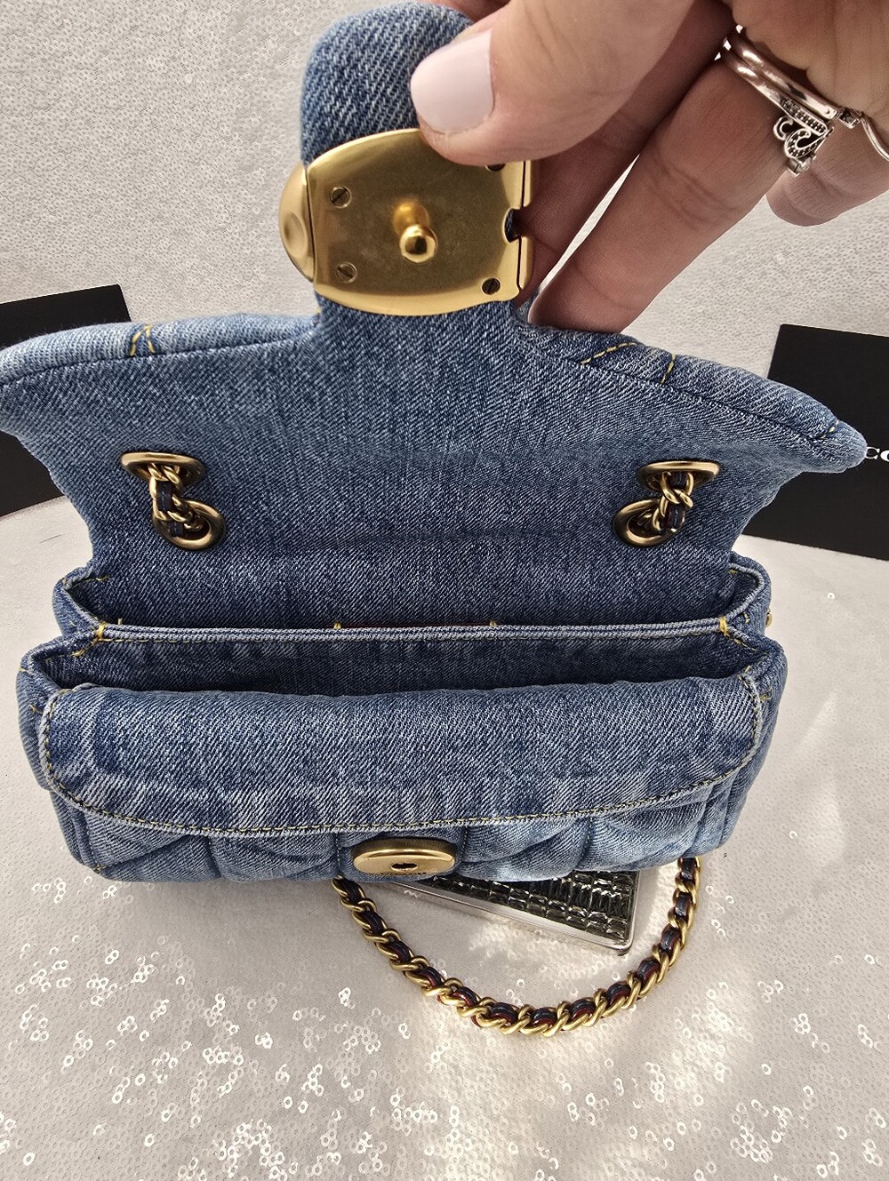 Coach Quilted Denim Small Tabby 20 Shoulder Bag - Picture 10 of 16